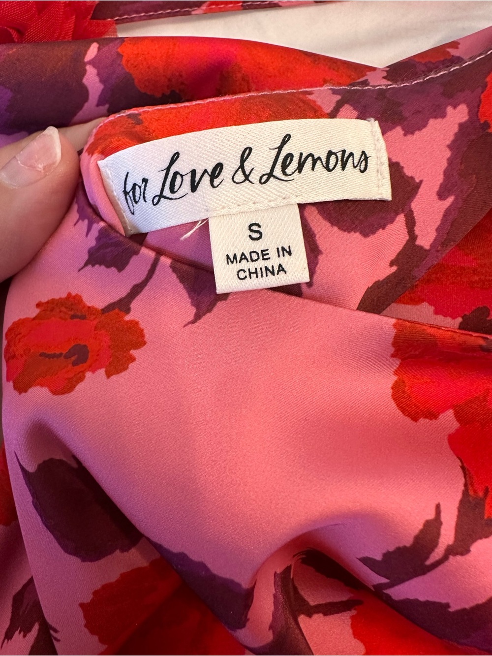 For Love & Lemons Pink and Red Floral Slip - Picture 7 of 8